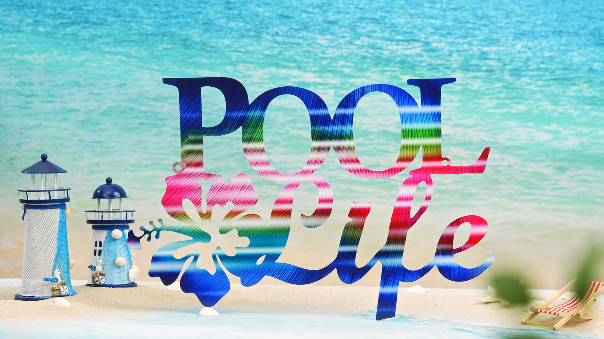 Amazon.com: Tandefio Pool Life Metal Wall Art Decor Hibiscus